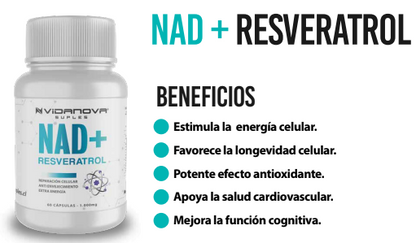 NAD + RESVERATROL 1000MG 60 CAPS